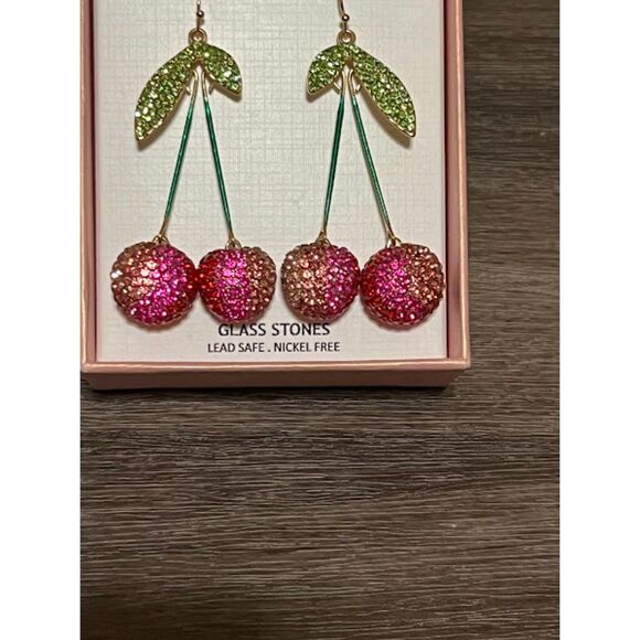 NEW Piper K glass stone disco cherry cherries earrings sparkle viral tiktok - Picture 3 of 5